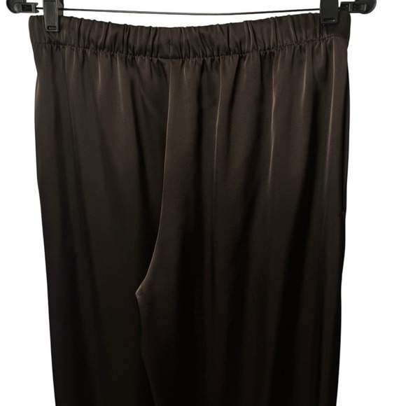 Wilfred Aritzia Chocolate Brown Satin Wide Leg Pants Luxury Old Money M - Picture 6 of 11